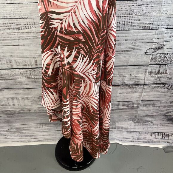 Antthony Skirt Plus size 1X Brown Coral Slinky Tropial High Low Stretch Cruise - Picture 8 of 11